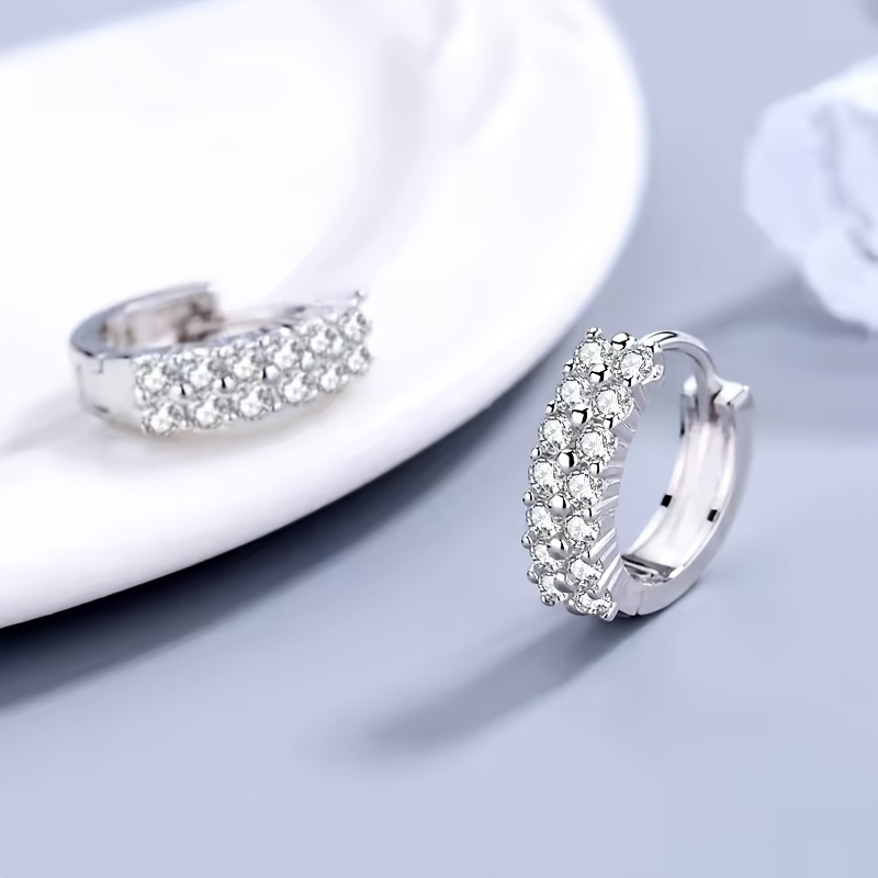 Small Double-row Hoop Earrings with Copper Base — Elegant Style